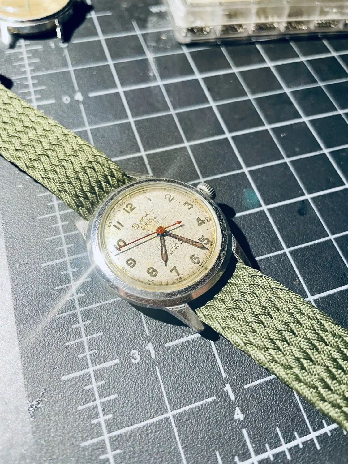 A watch from 1952, I was able to clean the inner workings and restore it. Totally mechanical, too.